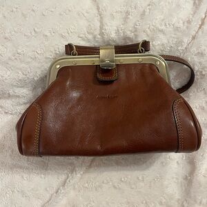 Giani Conti Brown Leather handbag with Gold Accents